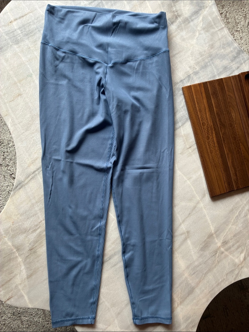 aerie Ribbed High-Rise Leggings in Dusty Blue